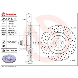 brembo UV Coated Series Drilled Front Brake Rotor for Mercedes-Benz R63 AMG - 09.C942.11