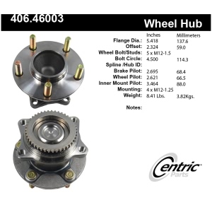 Centric Premium™ Wheel Bearing And Hub Assembly for 2007 Mitsubishi Endeavor - 406.46003