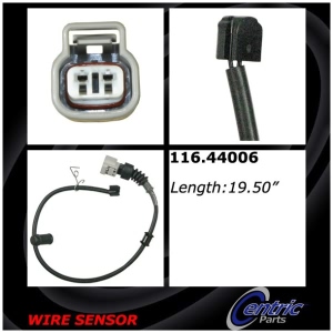 Centric Rear Brake Pad Sensor for Lexus LS430 - 116.44006