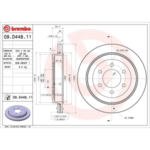 brembo UV Coated Series Rear Brake Rotor for 2015 Ford Expedition - 09.D448.11