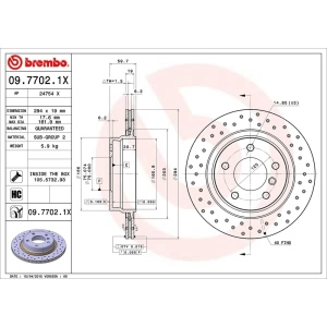 brembo Premium Xtra Cross Drilled UV Coated 1-Piece Rear Brake Rotors for 2005 BMW 325i - 09.7702.1X