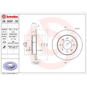 brembo OE Replacement Rear Brake Rotor for Kia Spectra5 - 08.9081.30