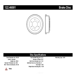 Centric Premium™ Brake Drum for Dodge Ram 50 - 122.46001