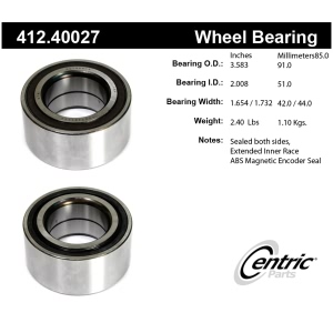 Centric Premium™ Front Driver Side Double Row Wheel Bearing for 2017 Acura TLX - 412.40027