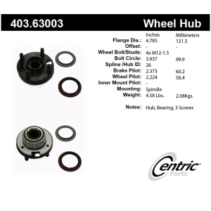 Centric Premium™ Front Axle Bearing and Hub Assembly Repair Kit for 1987 Dodge Omni - 403.63003