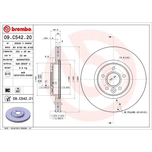 brembo UV Coated Series Vented Front Brake Rotor for Volvo V50 - 09.C542.21