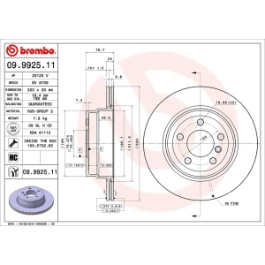 brembo UV Coated Series Vented Rear Brake Rotor for 2010 BMW X5 - 09.9925.11