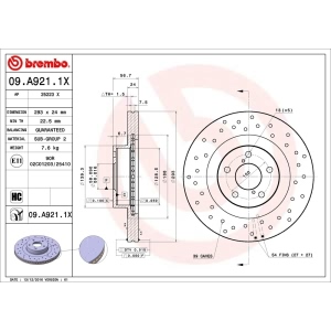 brembo Premium Xtra Cross Drilled UV Coated 1-Piece Front Brake Rotors for 2019 Toyota 86 - 09.A921.1X