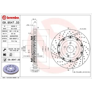 brembo OE Replacement Drilled and Slotted Vented Front Brake Rotor for Mercedes-Benz - 09.9547.33