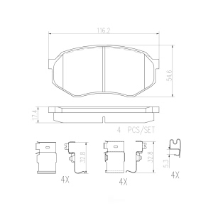 brembo Premium Ceramic Front Disc Brake Pads for 2002 Toyota Tacoma - P83122N