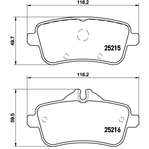 brembo Premium Low-Met OE Equivalent Rear Brake Pads for Mercedes-Benz GLS63 AMG - P50101