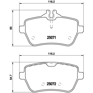 brembo Premium Low-Met OE Equivalent Rear Brake Pads for Mercedes-Benz SL450 - P50103