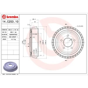 brembo Premium OE Equivalent Rear Brake Drum for 2003 Ford Ranger - 14.C253.10