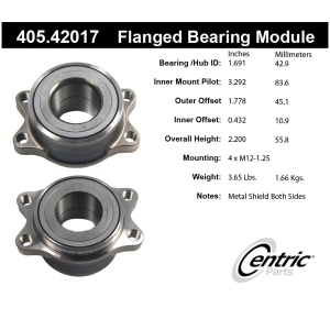 Centric Premium™ Wheel Bearing for Infiniti Q45 - 405.42017