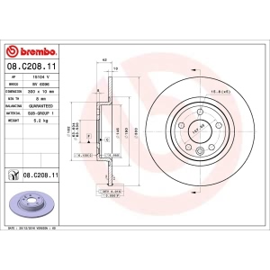 brembo UV Coated Series Solid Rear Brake Rotor for Land Rover Discovery Sport - 08.C208.11