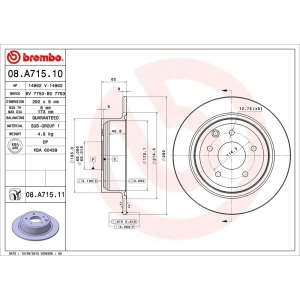 brembo UV Coated Series Rear Brake Rotor for 2002 Nissan Altima - 08.A715.11