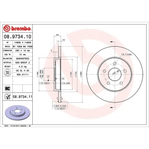 brembo UV Coated Series Solid Rear Brake Rotor for 2006 Jaguar X-Type - 08.9734.11