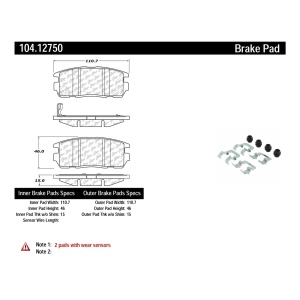 Centric Posi Quiet™ Semi-Metallic Brake Pads for 2012 Chevrolet Captiva Sport - 104.12750