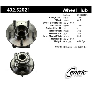 Centric Premium™ Rear Passenger Side Driven Wheel Bearing and Hub Assembly for 2010 Saturn Vue - 402.62021