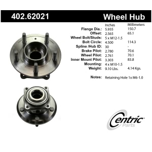 Centric Premium™ Rear Passenger Side Driven Wheel Bearing and Hub Assembly for 2012 Chevrolet Captiva Sport - 402.62021