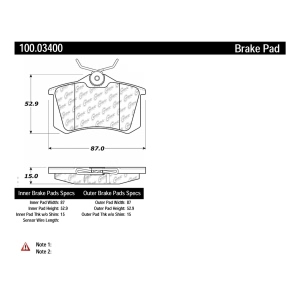 Centric Formula 100 Series™ OEM Brake Pads for Peugeot 405 - 100.03400