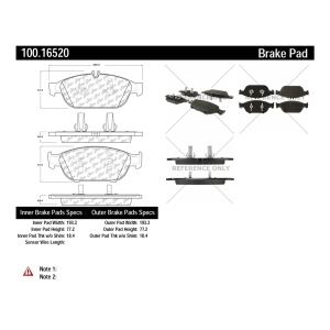Centric Formula 100 Series™ OEM Brake Pads for 2016 Mercedes-Benz E550 - 100.16520