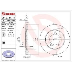 brembo OE Replacement Front Brake Rotor for 2000 Suzuki Grand Vitara - 09.9727.14