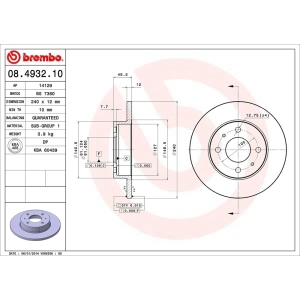 brembo OE Replacement Front Brake Rotor for 1988 Nissan Sentra - 08.4932.10