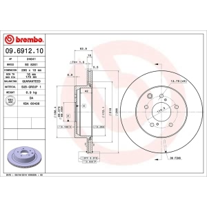 brembo OE Replacement Vented Rear Brake Rotor for 1994 Nissan 300ZX - 09.6912.10