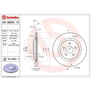 brembo UV Coated Series Vented Rear Brake Rotor for 2007 Mercury Monterey - 09.B608.11