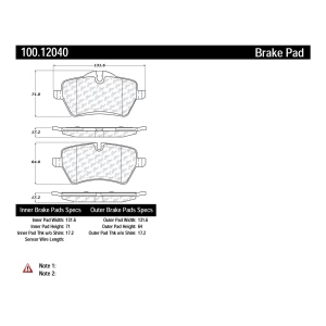 Centric Formula 100 Series™ OEM Brake Pads for 2013 Mini Cooper Paceman - 100.12040