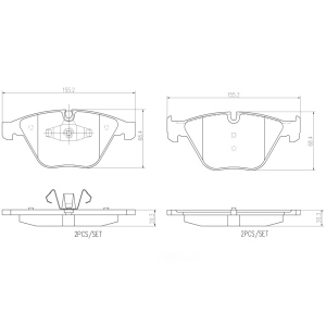 brembo Premium Ceramic Front Disc Brake Pads for 2008 BMW 328i - P06055N
