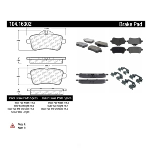 Centric Posi Quiet™ Semi-Metallic Rear Disc Brake Pads for 2017 Mercedes-Benz GLE43 AMG - 104.16302