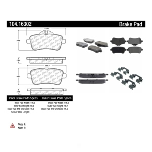 Centric Posi Quiet™ Semi-Metallic Rear Disc Brake Pads for Mercedes-Benz GLS63 AMG - 104.16302