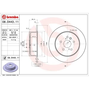 brembo UV Coated Series Rear Brake Rotor for 2009 Toyota Highlander - 08.D443.11