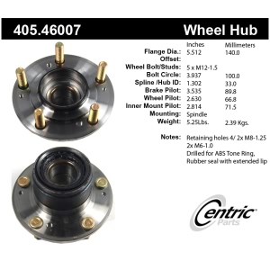 Centric Premium™ Wheel Bearing And Hub Assembly for Mitsubishi Eclipse - 405.46007