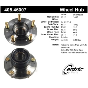 Centric Premium™ Wheel Bearing And Hub Assembly for 1994 Plymouth Laser - 405.46007