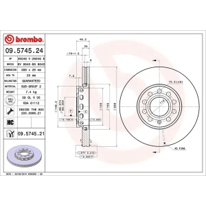brembo UV Coated Series Vented Front Brake Rotor for 1999 Audi A6 Quattro - 09.5745.21