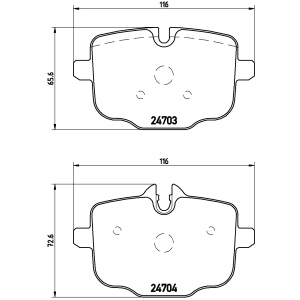 brembo Premium Low-Met OE Equivalent Rear Brake Pads for 2015 BMW 650i xDrive - P06061