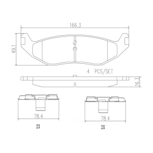 brembo Premium Ceramic Rear Disc Brake Pads for 2009 Chrysler Aspen - P18010N