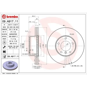 brembo OE Replacement Vented Front Brake Rotor for 2004 Mercedes-Benz G500 - 09.A917.11