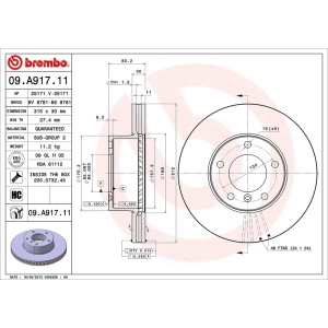 brembo OE Replacement Vented Front Brake Rotor for 2015 Mercedes-Benz G550 - 09.A917.11