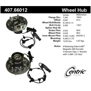 Centric Premium™ Front Driver Side Non-Driven Wheel Bearing and Hub Assembly for 2005 Chevrolet Colorado - 407.66012