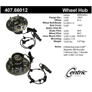 Centric Premium™ Front Driver Side Non-Driven Wheel Bearing and Hub Assembly for 2004 GMC Canyon - 407.66012