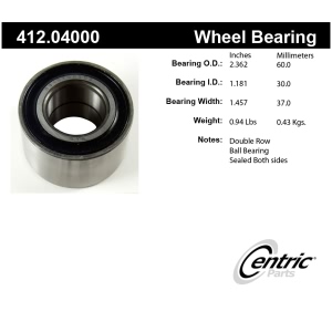 Centric Premium™ Wheel Bearing for 1990 Yugo Cabrio - 412.04000
