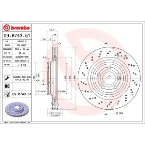 brembo UV Coated Series Drilled Vented Rear Brake Rotor for Mercedes-Benz SL400 - 09.B743.51