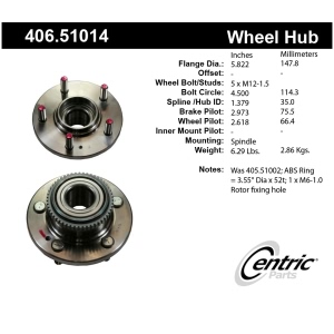 Centric Premium™ Wheel Bearing And Hub Assembly for Hyundai Santa Fe - 406.51014