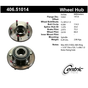 Centric Premium™ Wheel Bearing And Hub Assembly for 2004 Hyundai Santa Fe - 406.51014