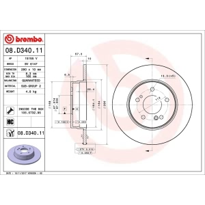 brembo UV Coated Series Rear Brake Rotor for 1997 Mercedes-Benz SL320 - 08.D340.11