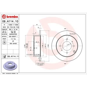 brembo UV Coated Series Rear Brake Rotor for 2005 Kia Optima - 08.A114.11